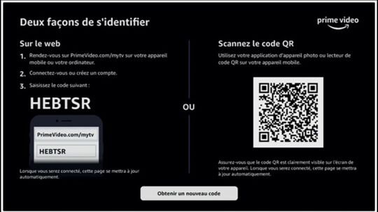 Où saisir le code prime vidéo MYTV